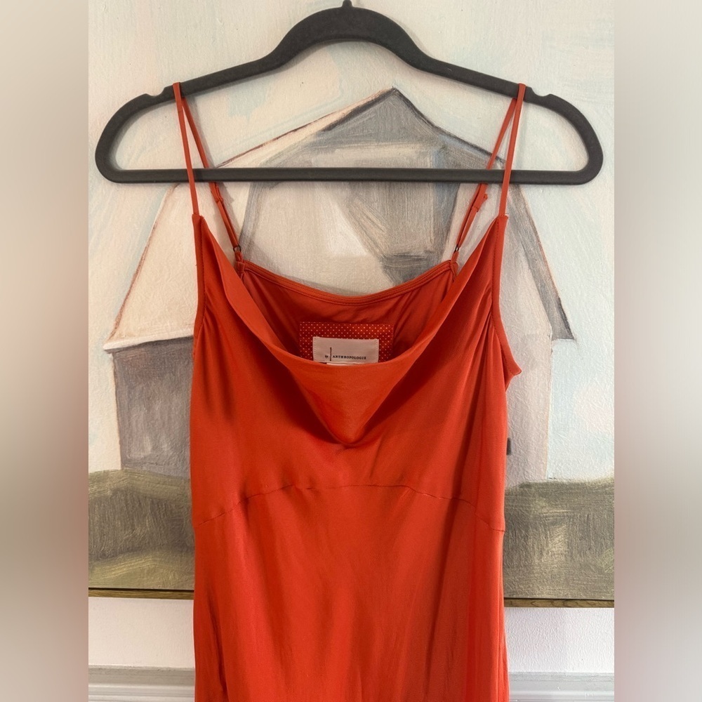 ANTHROPOLOGIE “Elyse” Slip Dress Burnt Orange Size Small - Picture 5 of 10